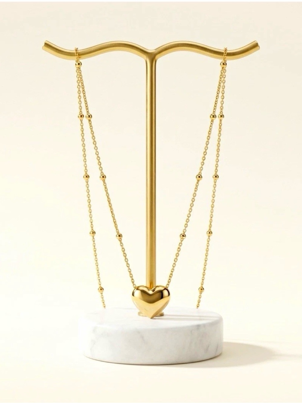 HALARA Gold Heart Bead Accent Necklace